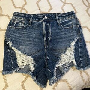 Good American Blue Trendy Distressed Jean Shorts